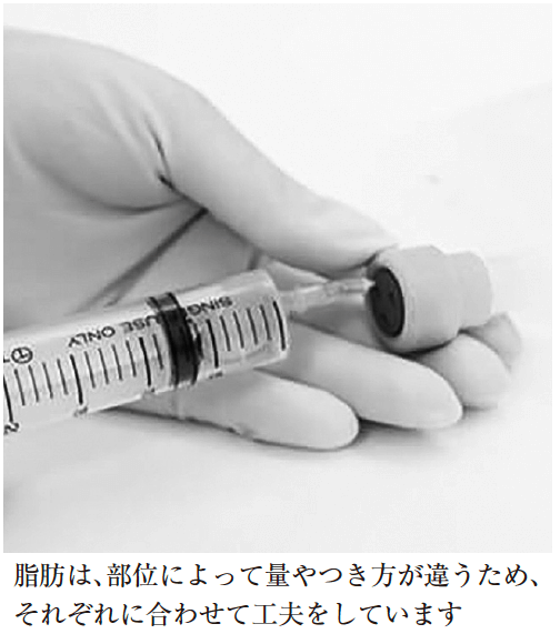 ①チュメセント液(麻酔薬や止血剤)の配合の工夫